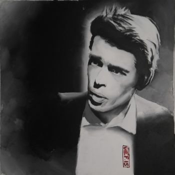 Schilderij getiteld "Jacques Brel" door Gief, Origineel Kunstwerk, Acryl