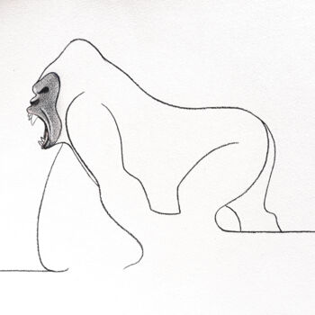 Tekening getiteld "Gorilla Berengei" door Gier, Origineel Kunstwerk, Potlood