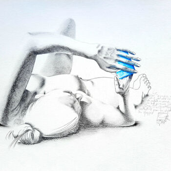 Drawing titled "La Communicante, Ba…" by Gier, Original Artwork, Pencil
