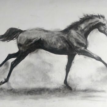 Drawing titled "Cheval 3" by Gil Aline, Original Artwork, Charcoal