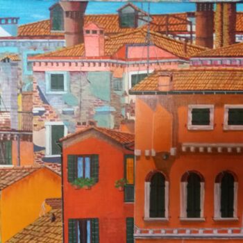 Painting titled "une autre Venise" by Gilbert Devesa, Original Artwork, Acrylic Mounted on Wood Stretcher frame