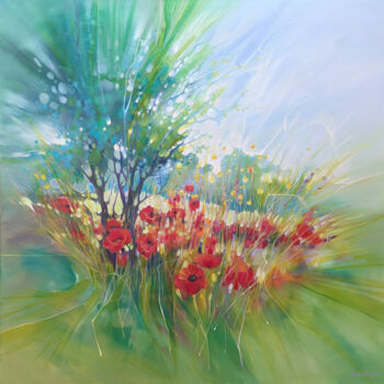 Painting titled "Midsummer Jubilance…" by Gill Bustamante, Original Artwork, Oil Mounted on Wood Stretcher frame
