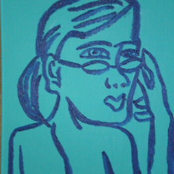 Peinture intitulée "La fille aux lunett…" par Gilles Piquereau, Œuvre d'art originale, Acrylique