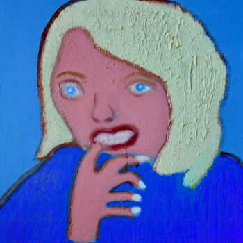 Painting titled "Une Blonde" by Gilles Piquereau, Original Artwork, Oil