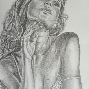 Drawing titled "Portrait femme qui…" by Gilles Staub (LeCrayonAgile), Original Artwork, Pencil