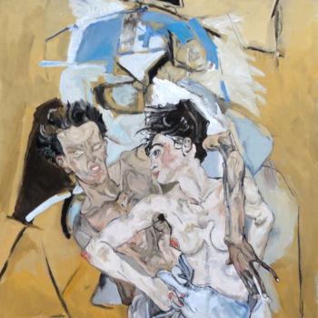 Картина под названием "L'enlèvement d'Hélè…" - Gilles Chambon, Подлинное произведение искусства, Масло