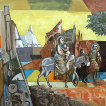 Malarstwo zatytułowany „La fuite en Egypte” autorstwa Gilles Chambon, Oryginalna praca, Olej