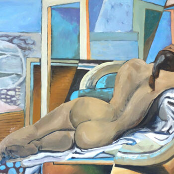 Malarstwo zatytułowany „La belle endormie” autorstwa Gilles Chambon, Oryginalna praca, Olej Zamontowany na Drewniana rama no…