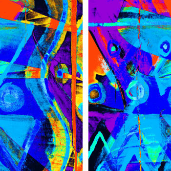 Arts numériques intitulée "sans titre : diptyq…" par Gilles Mével, Œuvre d'art originale, Peinture numérique Monté sur Plexi…