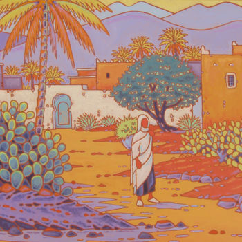 Peinture intitulée "le village cactus" par Gilles Mével, Œuvre d'art originale, Acrylique Monté sur Châssis en bois