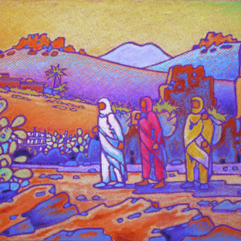 Peinture intitulée "anti atlas maroc" par Gilles Mével, Œuvre d'art originale, Pastel Monté sur Carton