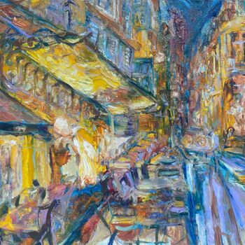 Ζωγραφική με τίτλο "Van Gogh's Cafe No.1" από Gina Son, Αυθεντικά έργα τέχνης, Λάδι
