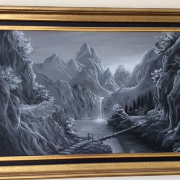 Painting titled "Japanese Mountain R…" by Ginny Helsen, Original Artwork, Oil