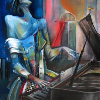 Peinture intitulée "Pianist" par Giorgi Kobiashvili (KOBI), Œuvre d'art originale, Huile