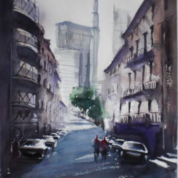 Painting titled "Milan - Unicredit p…" by Giorgio Gosti, Original Artwork, Watercolor