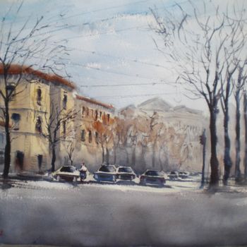 Peinture intitulée "Bologna street scene" par Giorgio Gosti, Œuvre d'art originale, Aquarelle