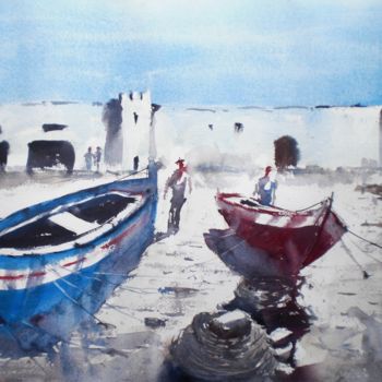 Schilderij getiteld "boats 16" door Giorgio Gosti, Origineel Kunstwerk, Aquarel