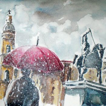 Malarstwo zatytułowany „snow in Milan” autorstwa Giorgio Gosti, Oryginalna praca, Akwarela