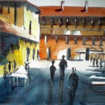 Painting titled "courtyard" by Giorgio Gosti, Original Artwork, Watercolor