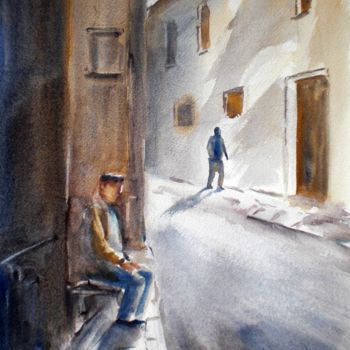 绘画 标题为“alone man” 由Giorgio Gosti, 原创艺术品, 水彩