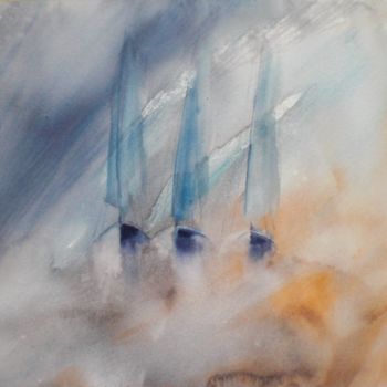 "boats in the storm" başlıklı Tablo Giorgio Gosti tarafından, Orijinal sanat, Suluboya