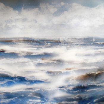 Schilderij getiteld "stormy waves 2" door Giorgio Gosti, Origineel Kunstwerk, Aquarel