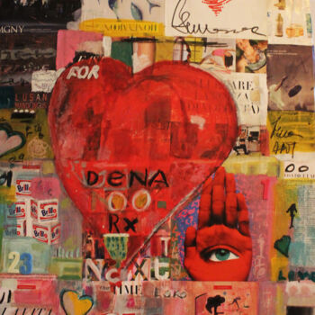 Collages titulada "BIG HEART" por Giovanna Crescenzi, Obra de arte original, Collages Montado en Otro panel rígido