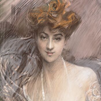 Painting titled "Portrait de Lucie G…" by Giovanni Boldini, Original Artwork, Pastel