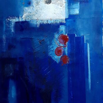 Malerei mit dem Titel "Blue perspective##4" von Giovanni Greco, Original-Kunstwerk, Emaille