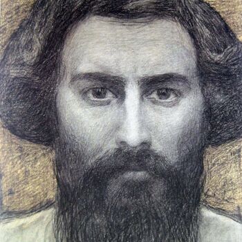 Pintura intitulada "Autoportrait" por Giovanni Segantini, Obras de arte originais, Óleo