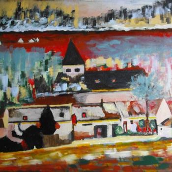 Painting titled "paysage de la chape…" by Genevieve Desthuilliers, Original Artwork, Oil