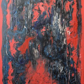 Ζωγραφική με τίτλο "At the red River" από Gisela Zimmermann, Αυθεντικά έργα τέχνης, Ακρυλικό Τοποθετήθηκε στο Ξύλινο φορείο…