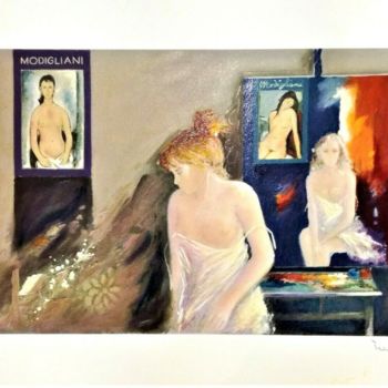 Pittura intitolato "Omaggio  Modigliani" da Giuliano Trombini, Opera d'arte originale, Acrilico