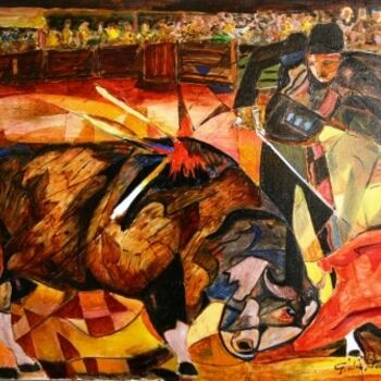 Painting titled "corrida" by Giulio Petrillo, Original Artwork