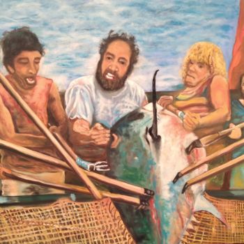 Painting titled "La pesca" by Cardellarte, Original Artwork, Oil