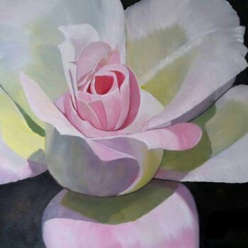 Peinture intitulée "Pink Rose" par Gladys Gonzales-Sceirine, Œuvre d'art originale, Huile