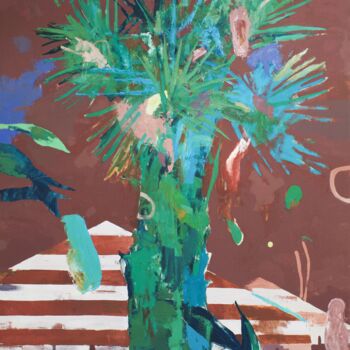 Painting titled "Palm [moment]" by Glib Franko, Original Artwork, Oil Mounted on Wood Stretcher frame