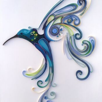 Sculptuur getiteld "The hummingbird art" door Glimpsecraft Priyanka, Origineel Kunstwerk, Papier