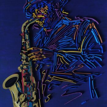 Escultura titulada "The saxophone player" por Glimpsecraft Priyanka, Obra de arte original, Papel