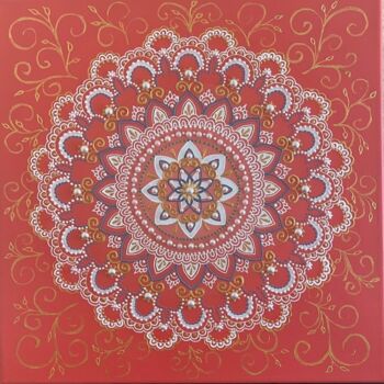 Painting titled "Mandala of happiness" by Gnmandala, Original Artwork, Acrylic Mounted on Wood Stretcher frame