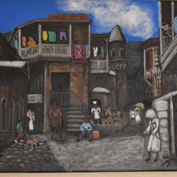 Peinture intitulée "Жители старого Тбил…" par Gocha Kirikashvili, Œuvre d'art originale, Acrylique
