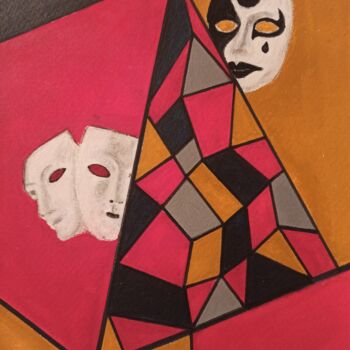 Pittura intitolato "Masks of the world_2" da Gocha Kirikashvili, Opera d'arte originale, Acrilico