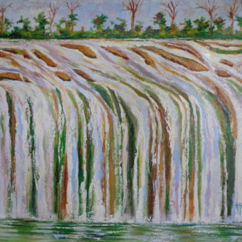 Painting titled "The Falls" by Godwin Atta Geoman, Original Artwork, Acrylic