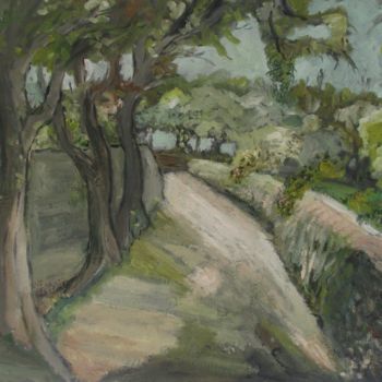 Картина под названием "Path with trees." - Ferran Gomila, Подлинное произведение искусства, Масло