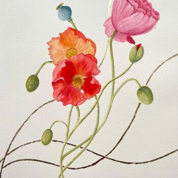 Malarstwo zatytułowany „"Poppies color"” autorstwa Валерия Кемпи, Oryginalna praca, Akwarela