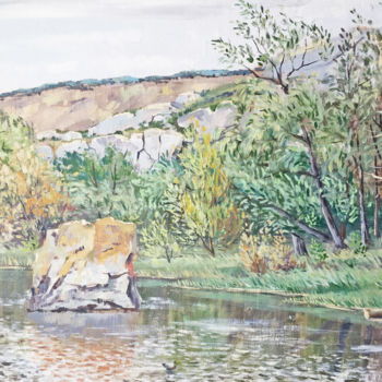 Painting titled "Камень" by Dmitrii Golts, Original Artwork, Oil