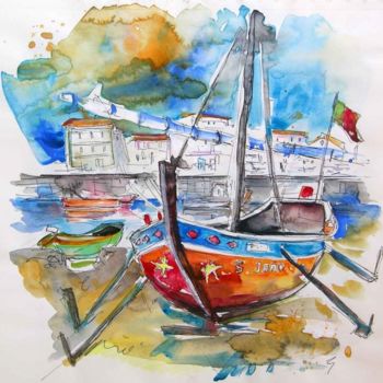 Peinture intitulée "Boats in Tavira" par Miki De Goodaboom, Œuvre d'art originale, Huile