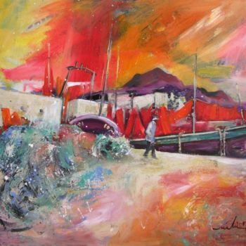 Painting titled "Altea Harbour" by Miki De Goodaboom, Original Artwork, Oil