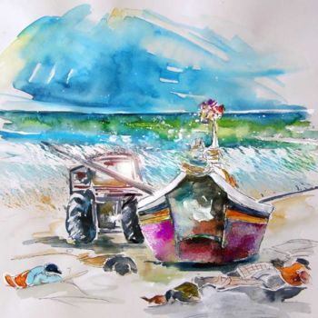 Pintura titulada "Siesta in Praia de…" por Miki De Goodaboom, Obra de arte original, Oleo