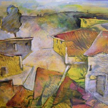 Peinture intitulée "Village 2" par Miki De Goodaboom, Œuvre d'art originale, Huile